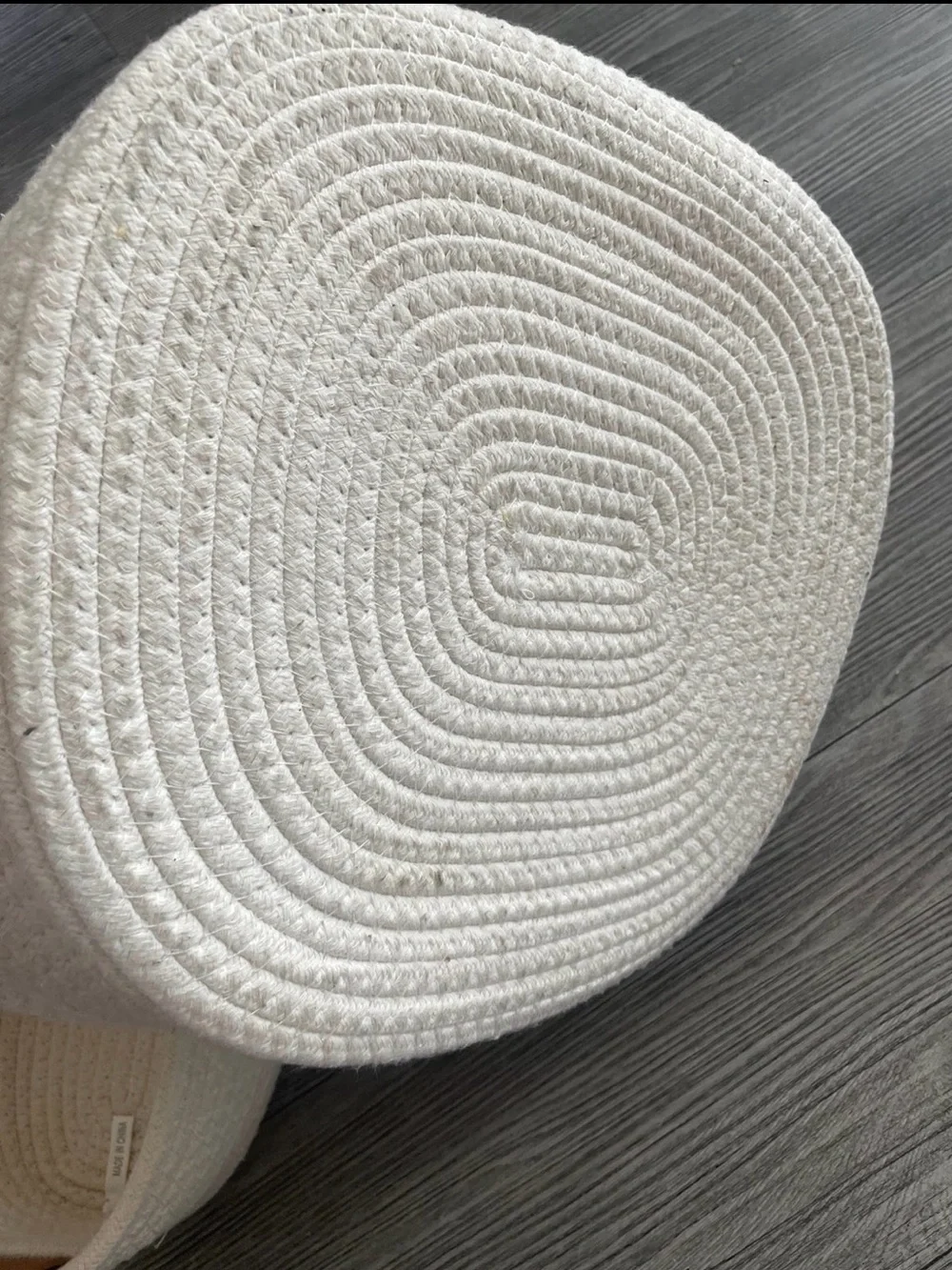 Cream Rope Storage Baskets with Tan Handles - Set of 2